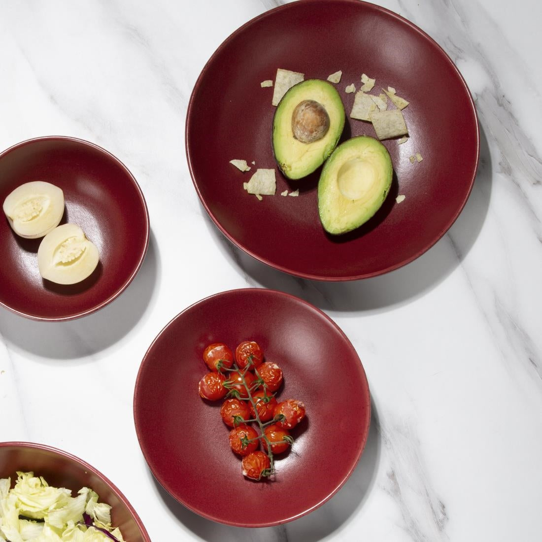 Olympia Build-a-Bowls Flat Bowls Red 250mm (4 Pack)