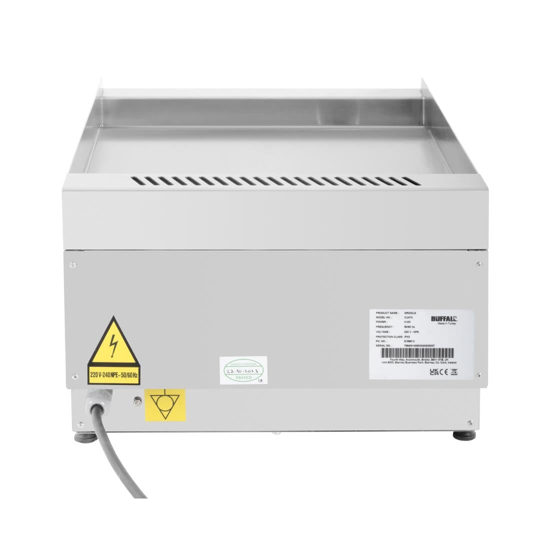 Buffalo 600 Series 3kW Electric Griddle 400mm