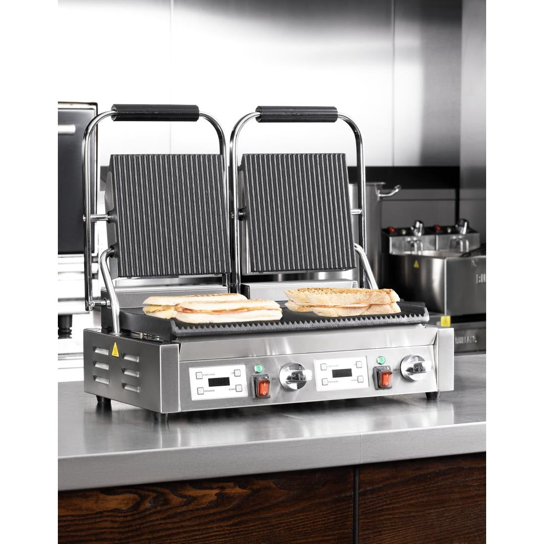 Buffalo Double Contact Grill Ribbed Plates