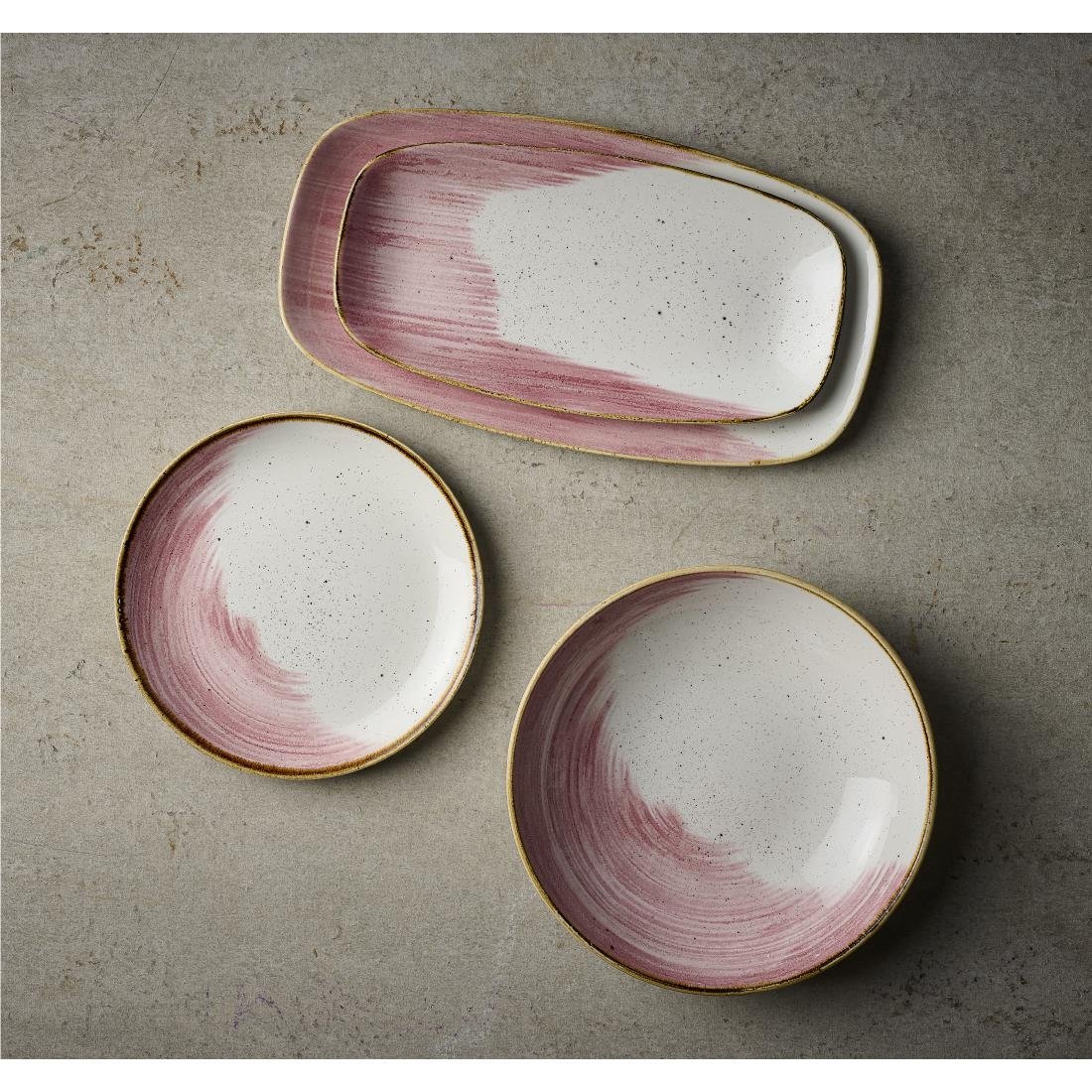 Churchill Stonecast Accents Chefs Oblong Plates Petal Pink 298x153mm (12 Pack)