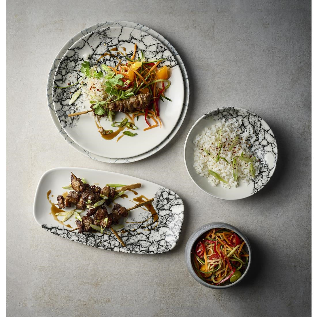 Churchill Kintsugi Accents Chefs Oblong Plates Quartz Black 298x153mm (12 Pack)