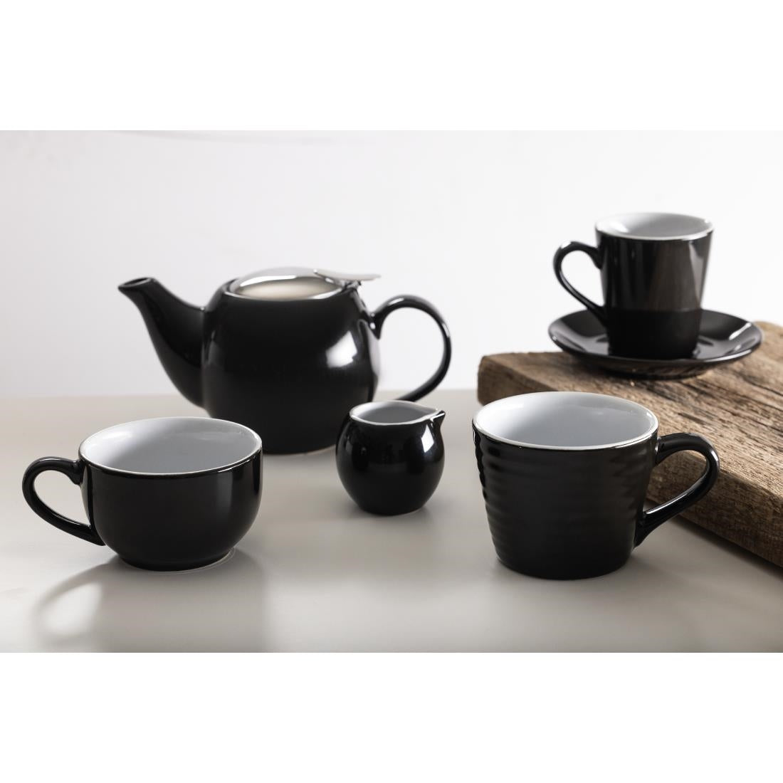Olympia Cafe Aroma Mugs Black 340ml (6 Pack)