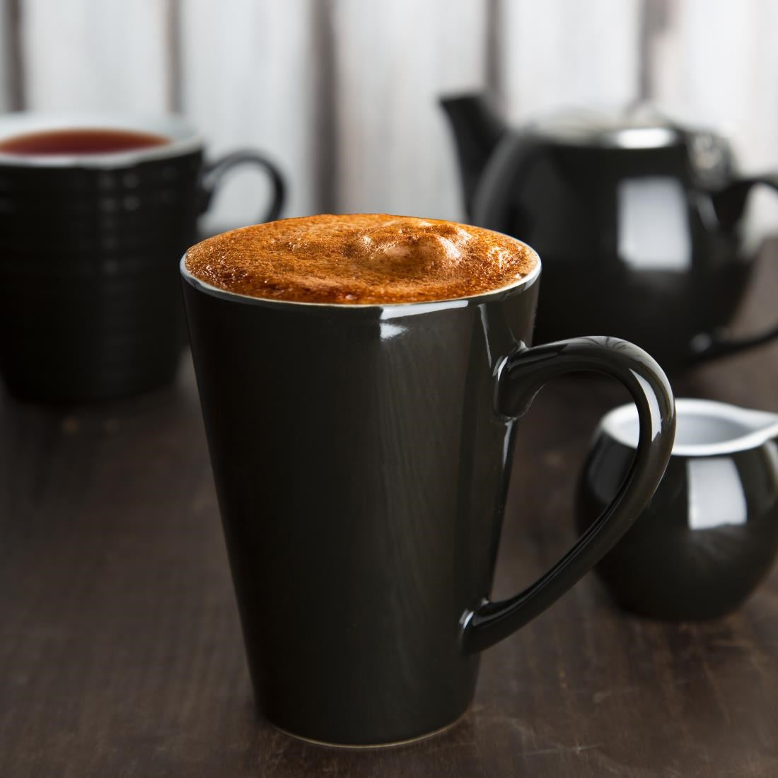 Olympia Cafe Latte Cups Black 340ml (12 Pack)