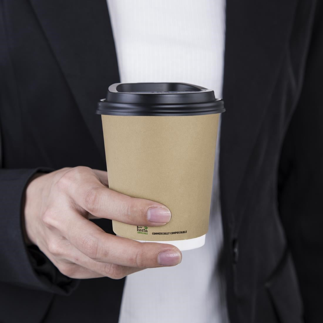 Fiesta Compostable Coffee Cups Double Wall 227ml / 8oz (500 Pack)