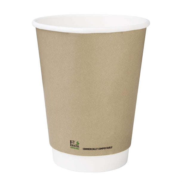 Fiesta Compostable Coffee Cups Double Wall 340ml (25 Pack)