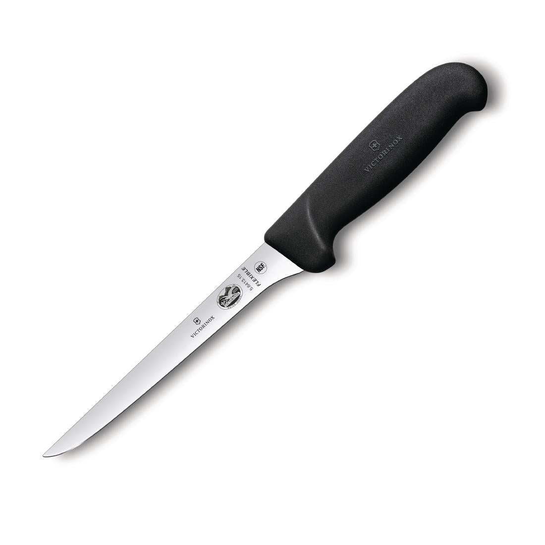 Victorinox Fibrox Curved Narrow Flexible Boning Knife Black 15cm