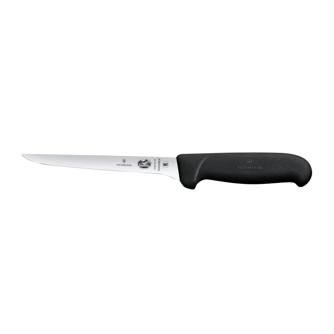 Victorinox Fibrox Curved Narrow Flexible Boning Knife Black 15cm