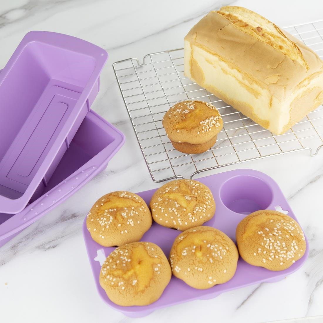 Hygiplas Flexible Silicone Six Hole Purple Muffin Pan