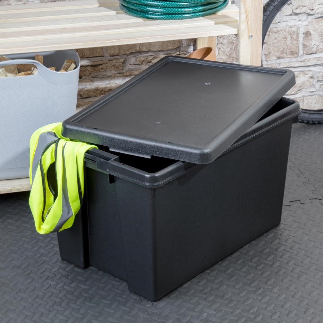 Wham Bam Recycled Storage Box & Lid Black 62Ltr