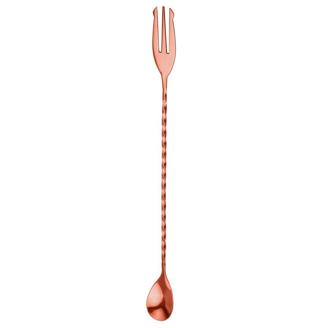 Beaumont Mezclar Cocktail Spoon With Fork Copper 300mm