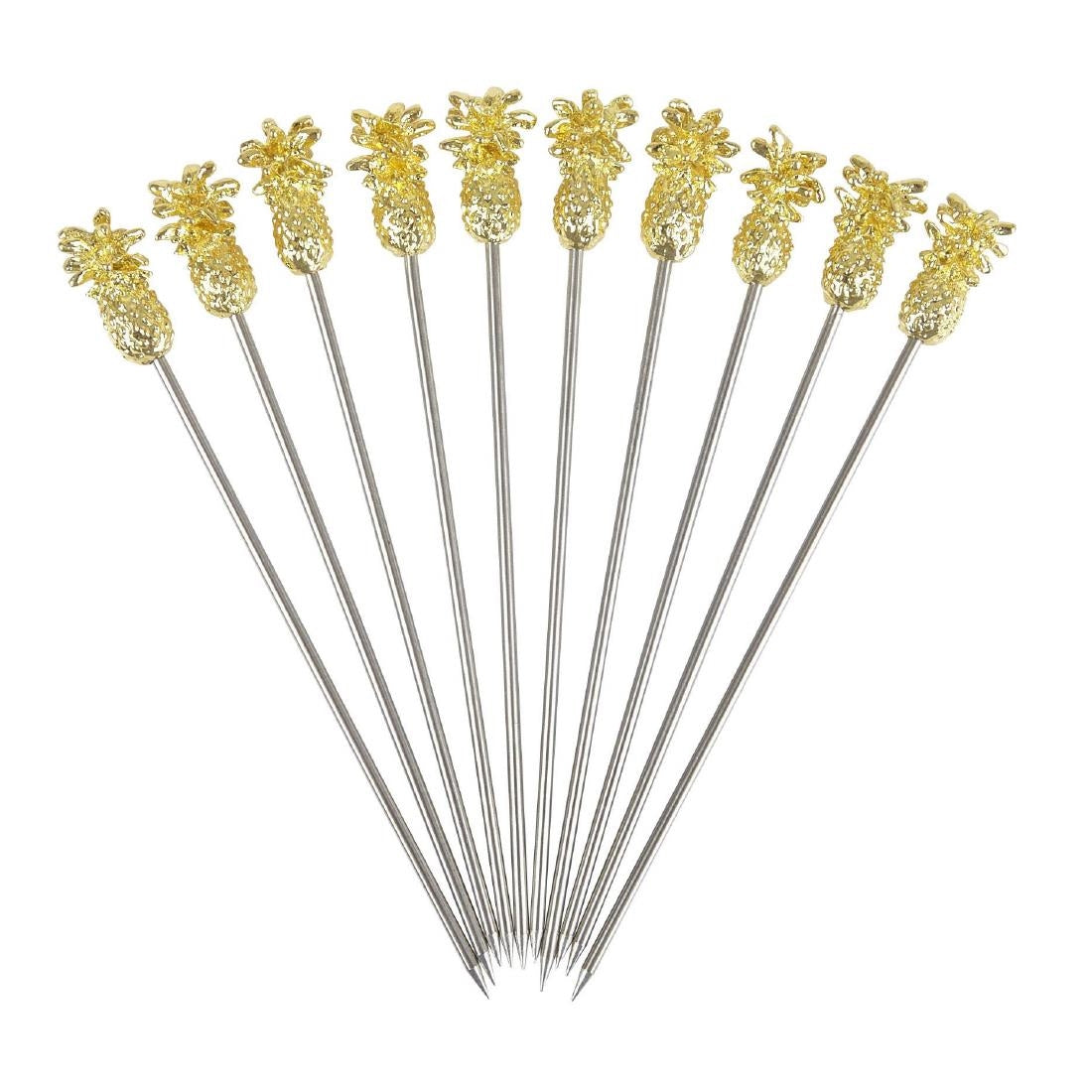 Beaumont Pineapple Garnish Pick Gold Plated (Pack of 10)