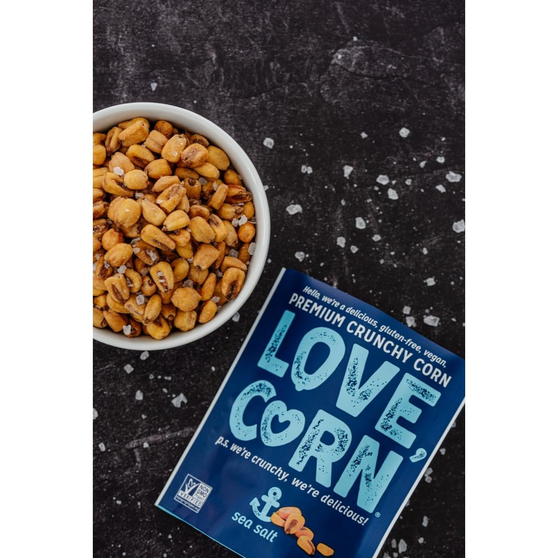 LOVE CORN Sea Salt Crunchy Corn Snack 45g (10 Pack)