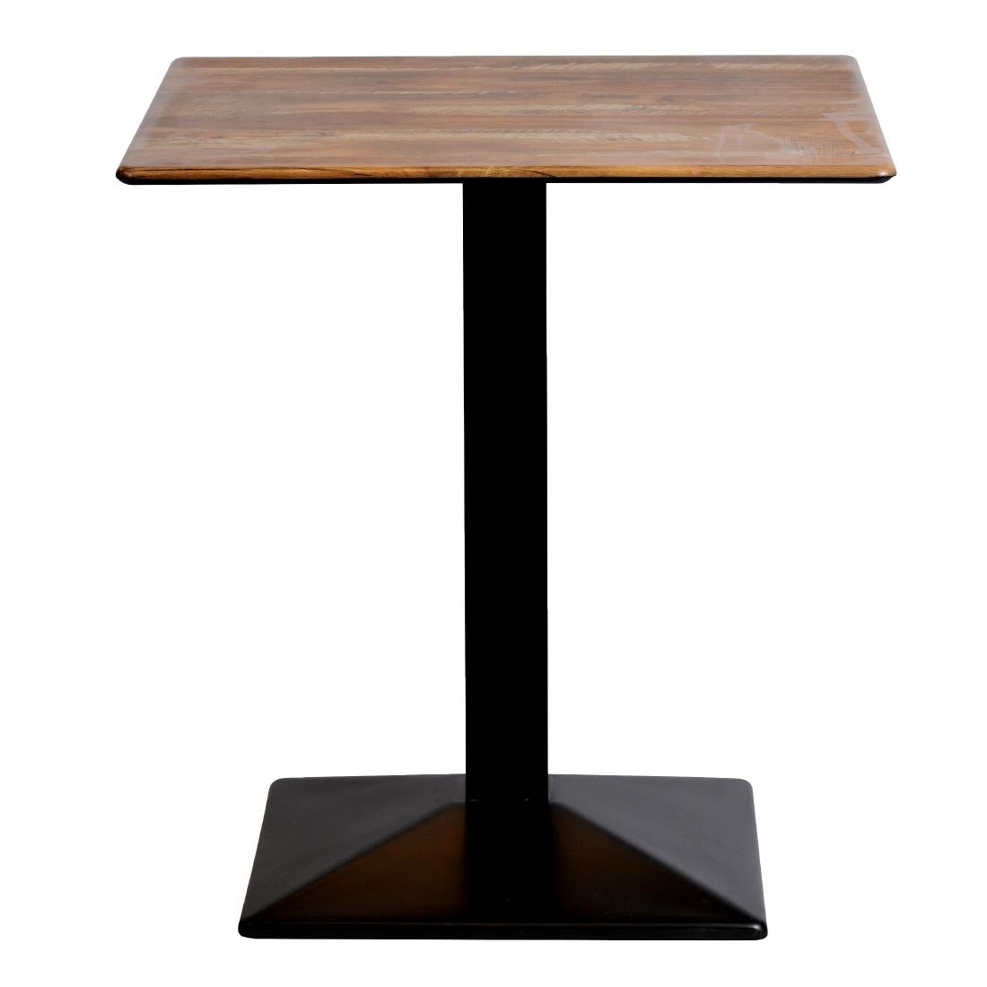 Turin Metal Base 600mm Square Dining Table w/Laminate Top in Planked Oak