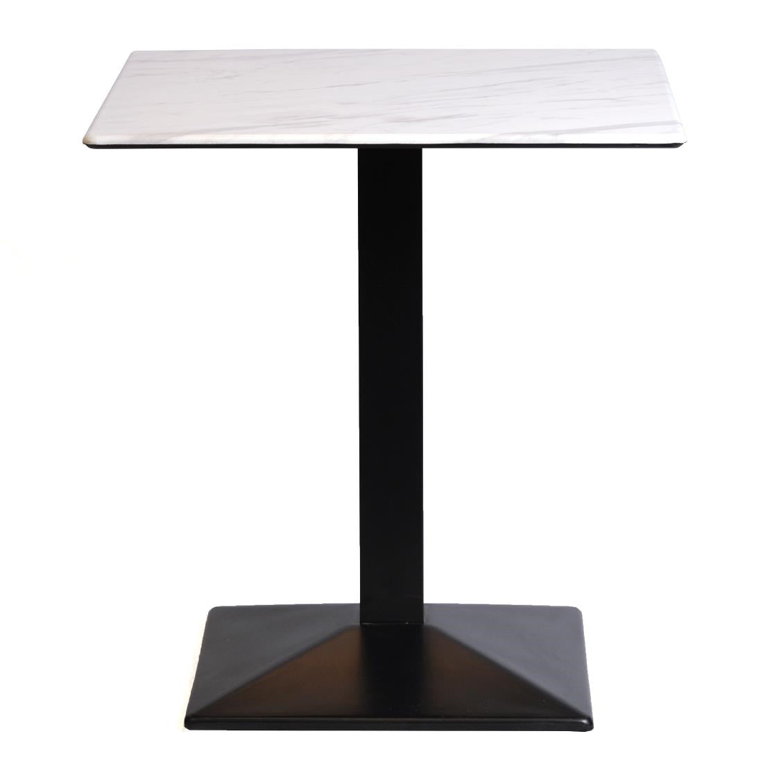 Turin Metal Base 700mm Square Dining Table with Laminate Top in Marble