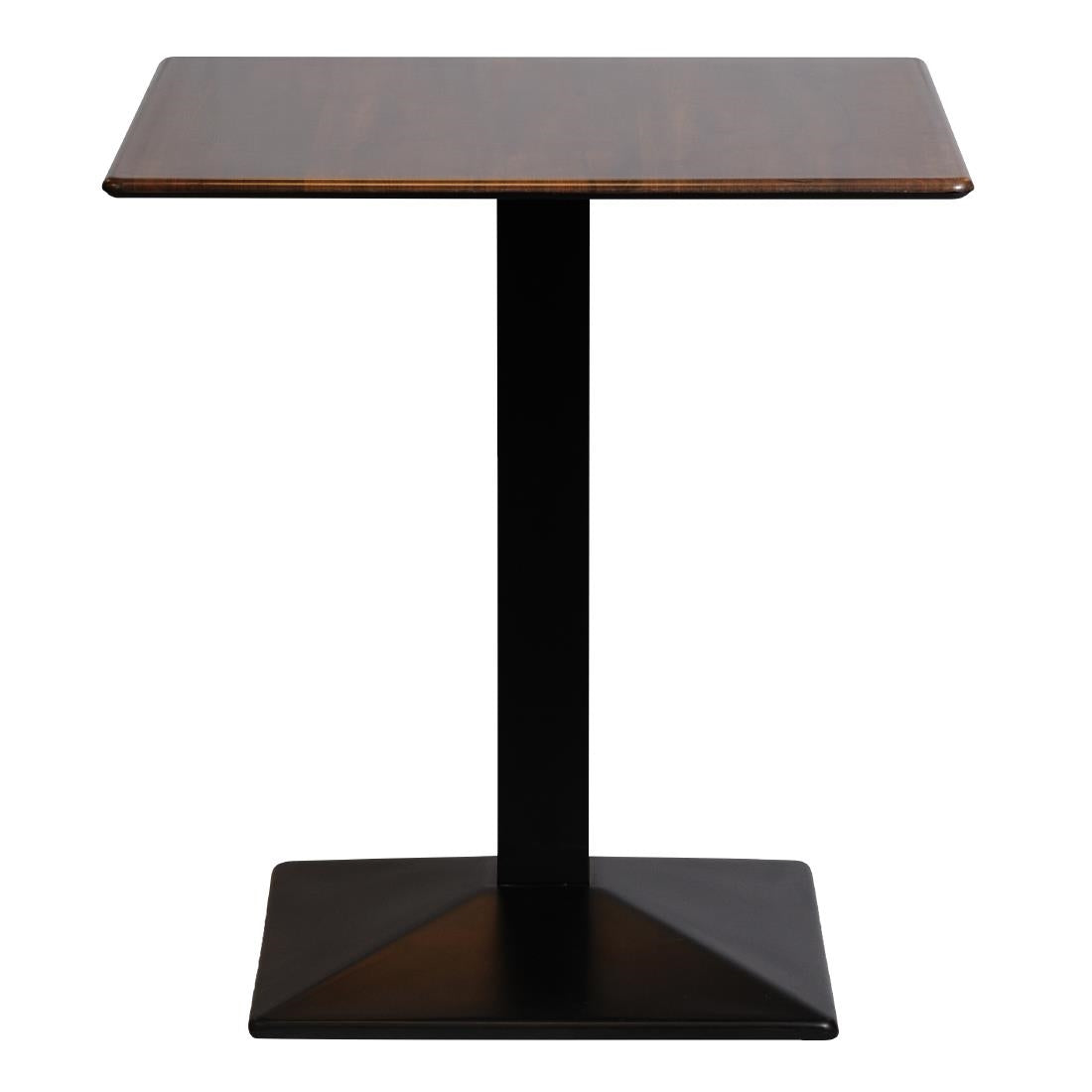 Turin Metal Base 700mm Square Dining Table with Laminate Top in Walnut