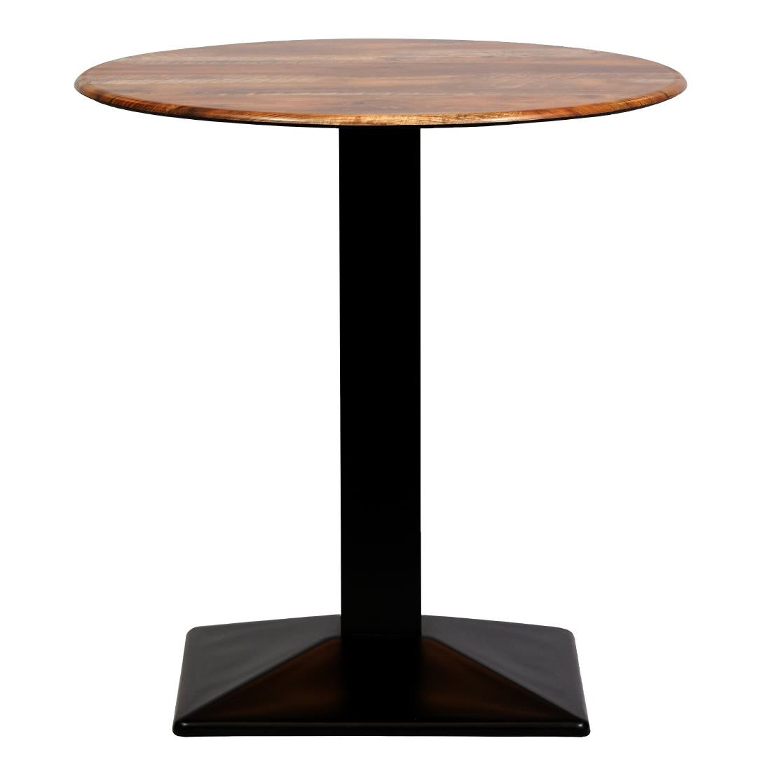 Turin Metal Base 600mm Round Dining Table w/Laminate Top in Planked Oak