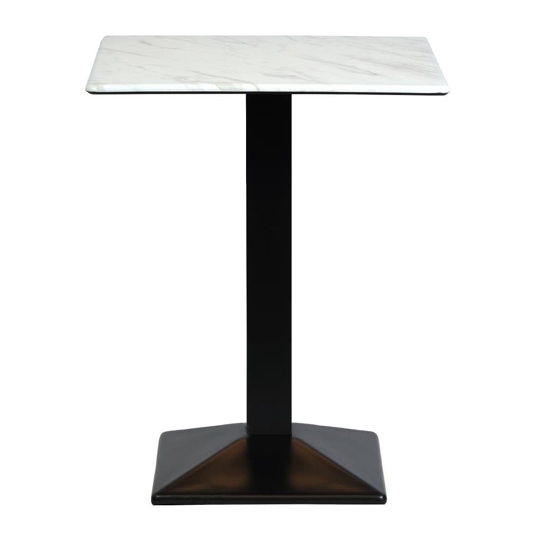 Turin Metal Base 600mm Square Poseur Table with Laminate Top in Marble
