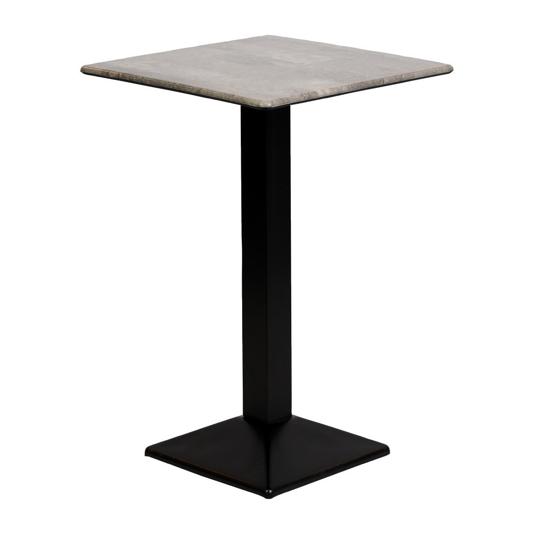 Turin Metal Base 600mm Square Poseur Table with Laminate Top in Concrete