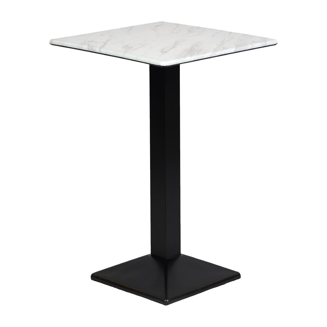 Turin Metal Base 700mm Square Poseur Table with Laminate Top in Marble