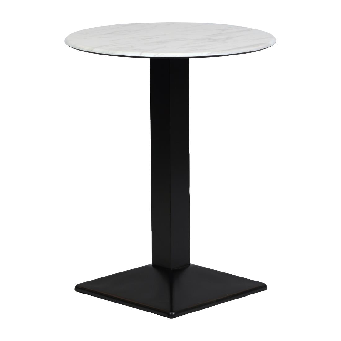 Turin Metal Base 600mm Round Poseur Table with Laminate Top in Marble