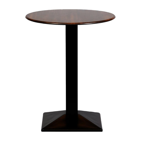 Turin Metal Base 600mm Round Poseur Table with Laminate Top in Walnut