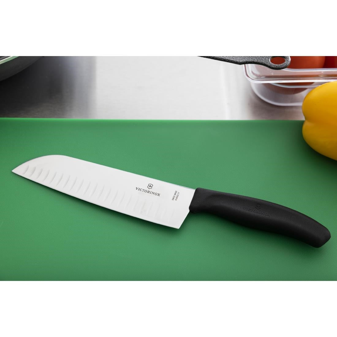 Victorinox Fluted Santoku Knife Black 17.1cm