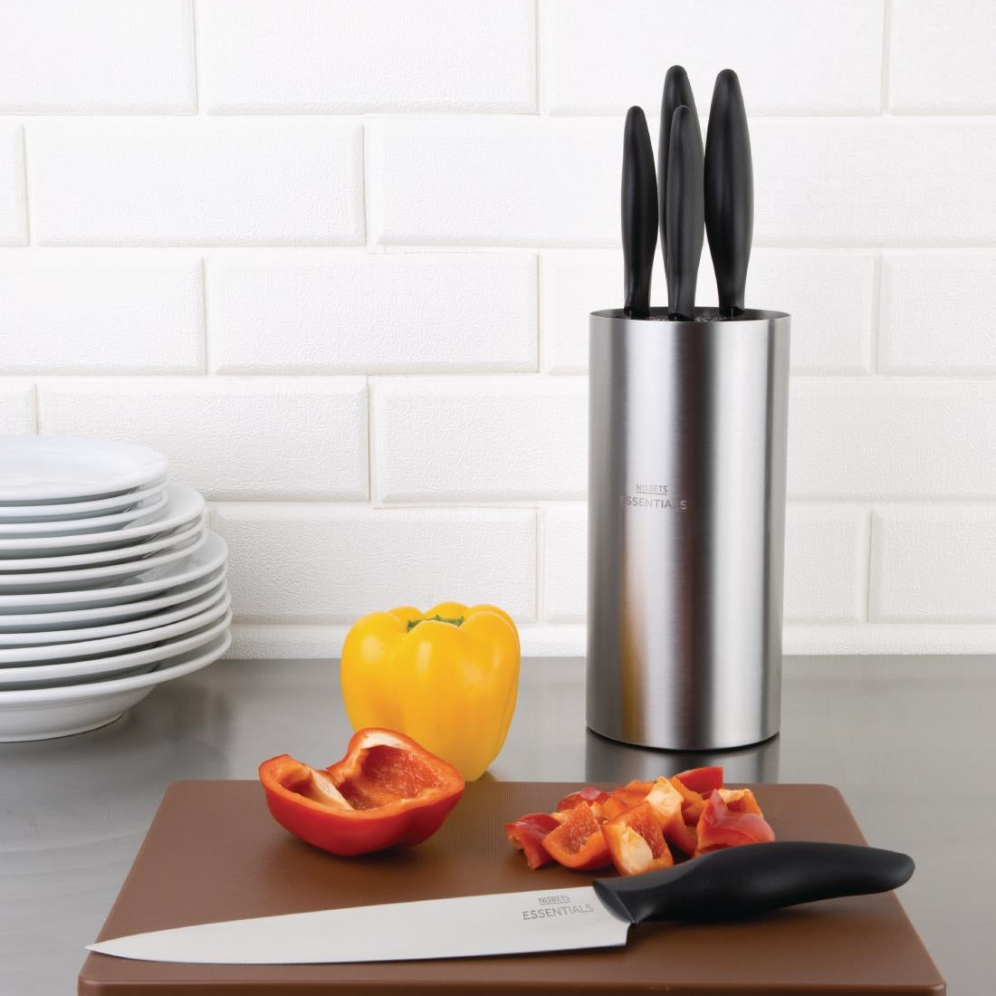 Nisbets Essentials 5-Piece Knife Set with Block