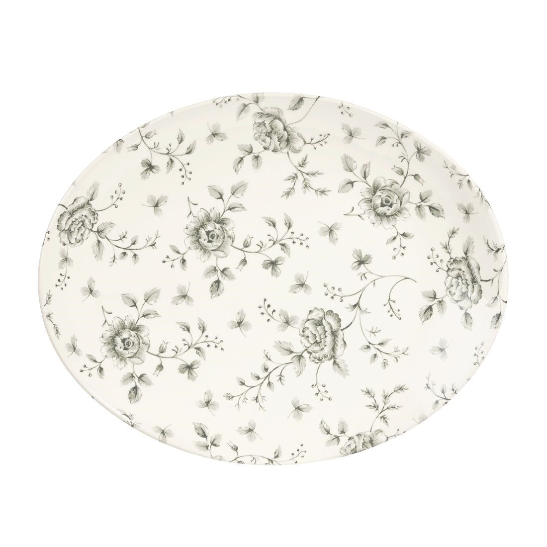 Churchill Rose Chintz Oval Coupe Plates Grey 317mm (6 Pack)