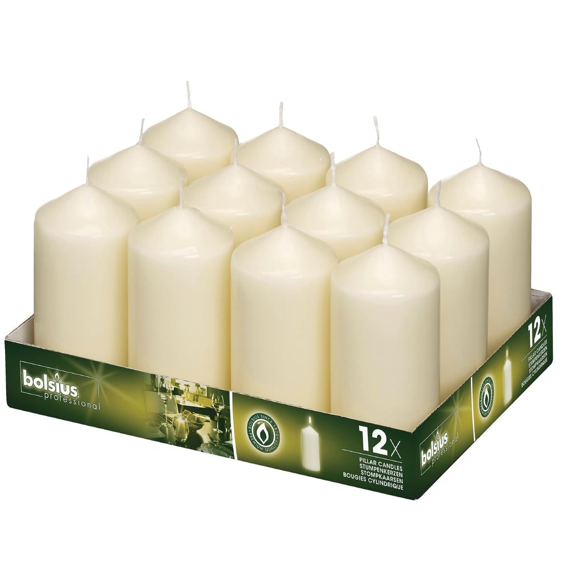 Bolsius Tall Pillar Candles Ivory 120mm (12 Pack)