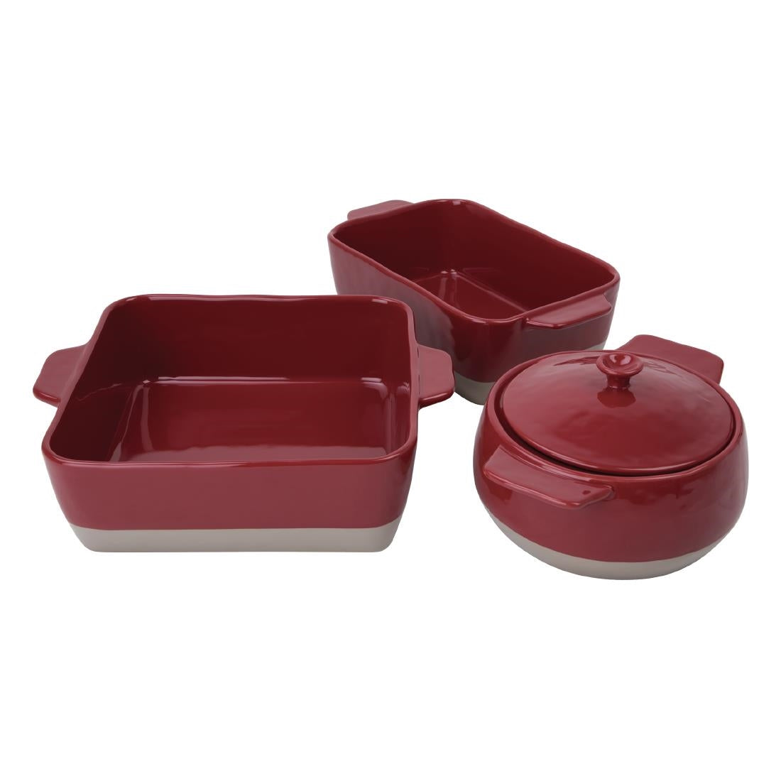 Olympia Red And Taupe Ceramic Roasting Dish 2.5Ltr