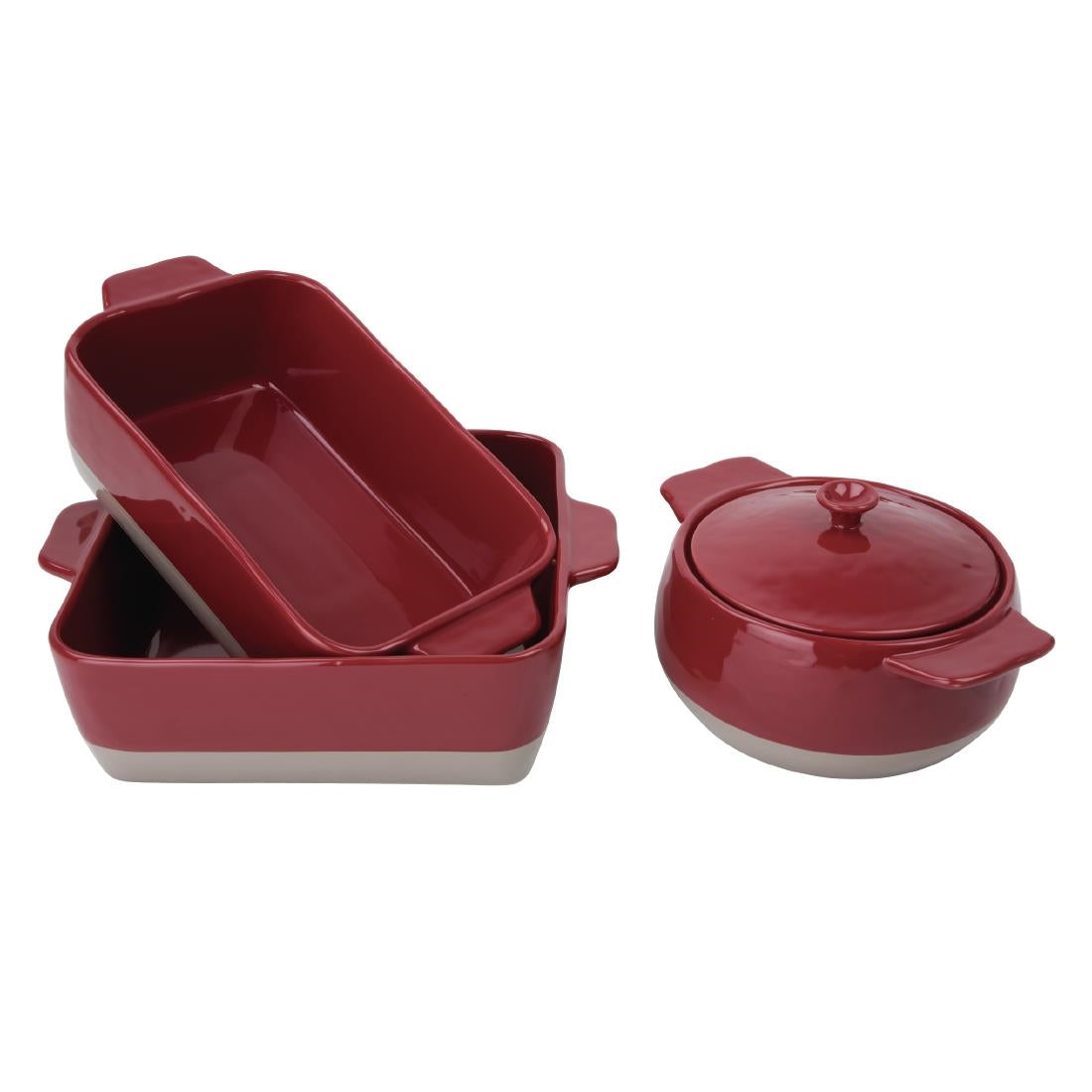 Olympia Red And Taupe Ceramic Roasting Dish 2.5Ltr