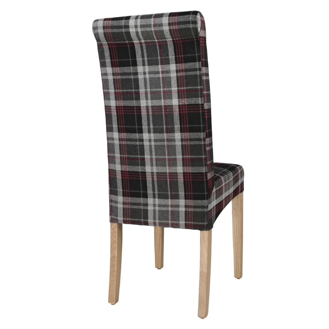 Bolero Austin Dining Chairs Grey Tartan (2 Pack)