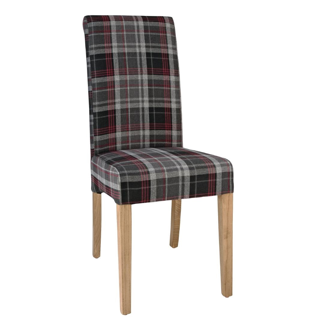 Bolero Austin Dining Chairs Grey Tartan (2 Pack)