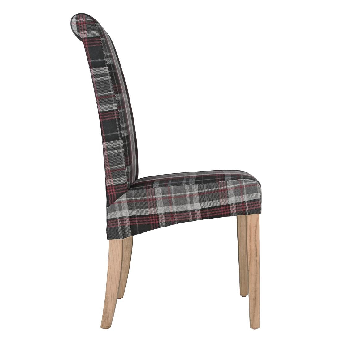 Bolero Austin Dining Chairs Grey Tartan (2 Pack)