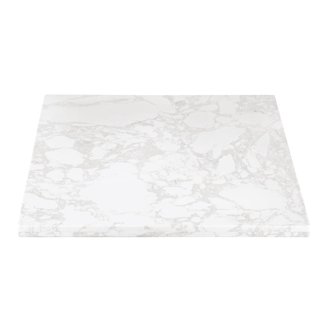 Bolero Square Marble Effect Tabletop White 600mm
