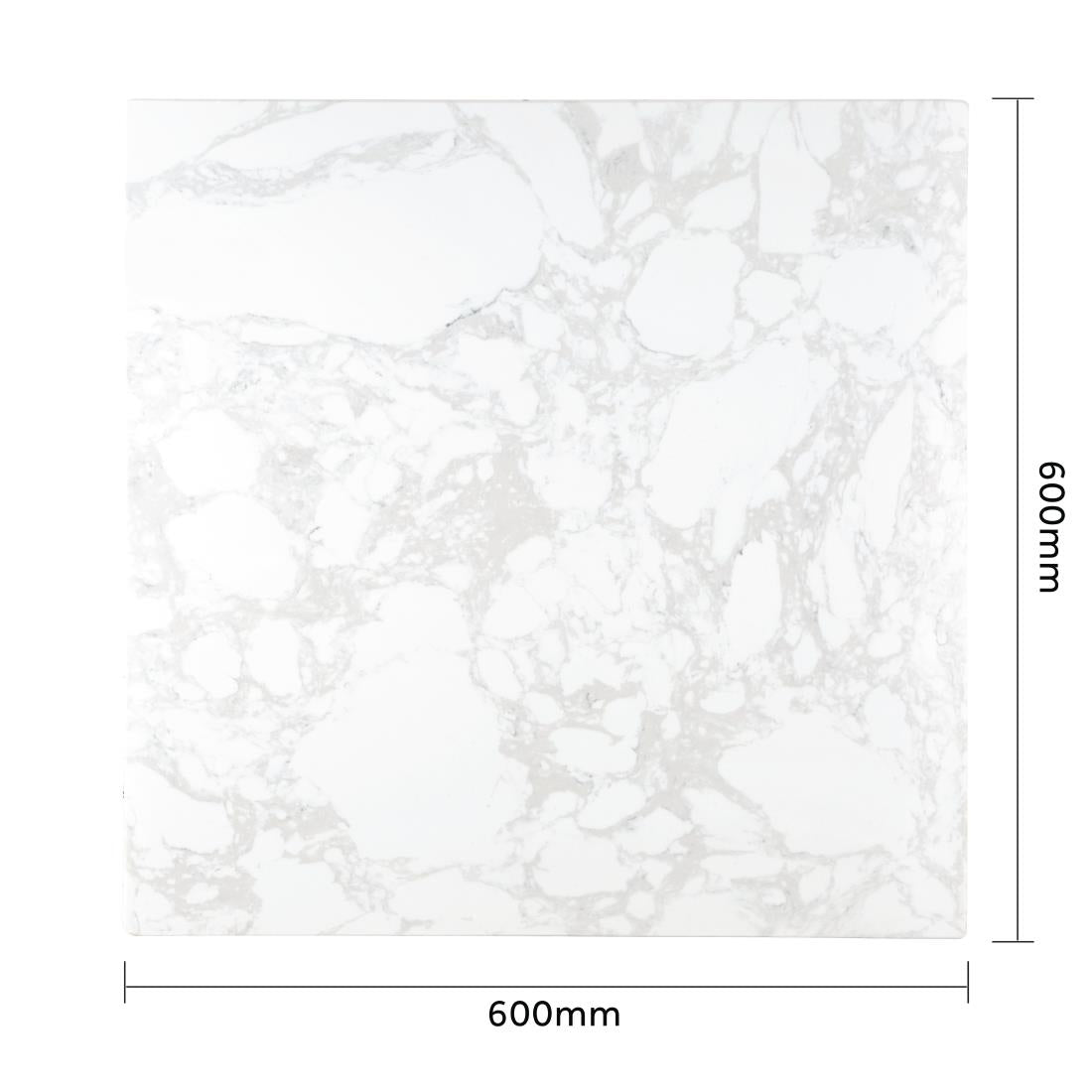 Bolero Square Marble Effect Tabletop White 600mm