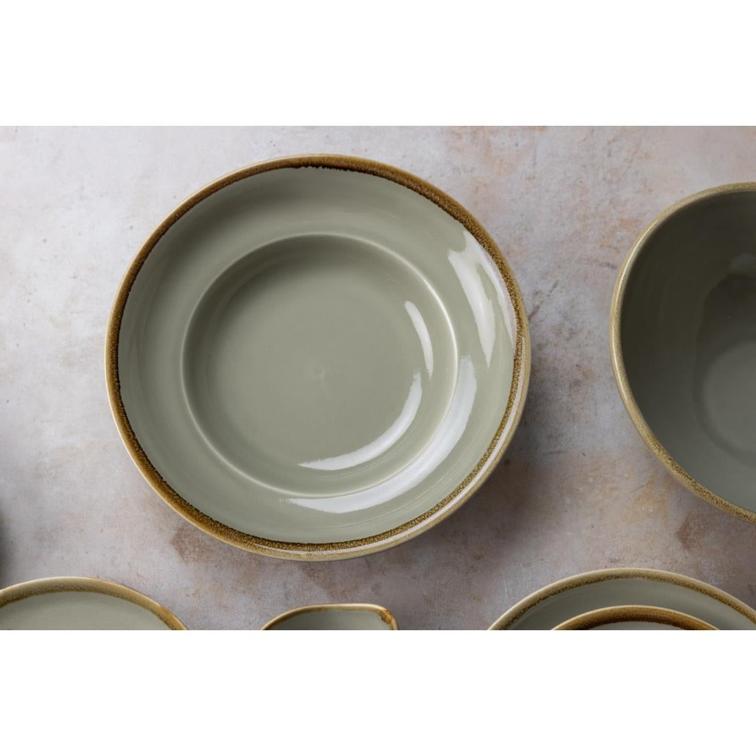 Olympia Kiln Pasta Bowls Moss 250mm (4 Pack)