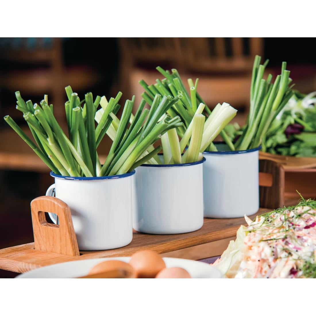 Olympia Enamel Large Soup Mugs 670ml (6 Pack)