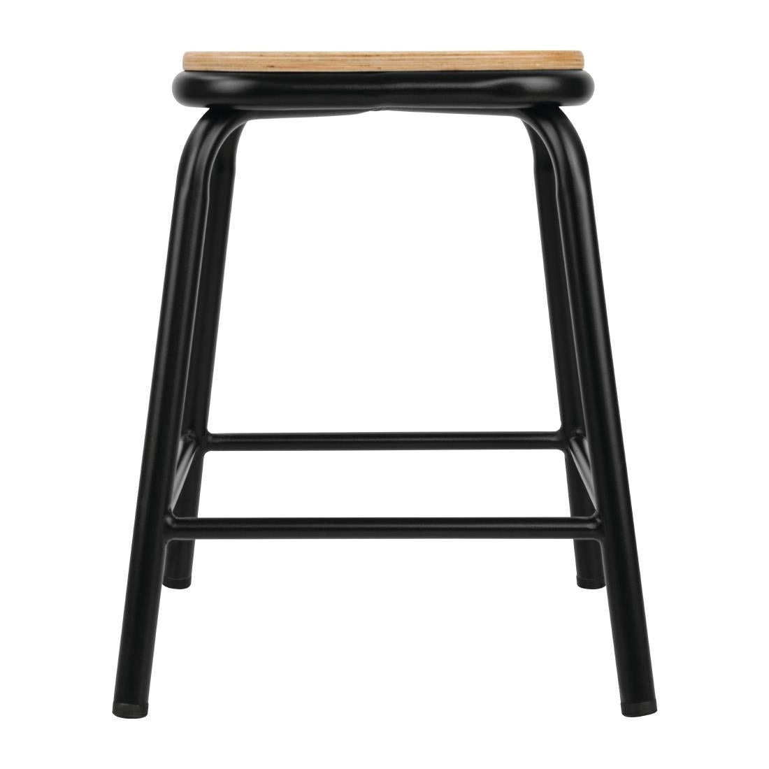 Bolero Cantina Low Stools with Wooden Seat Pad Black (4 Pack)
