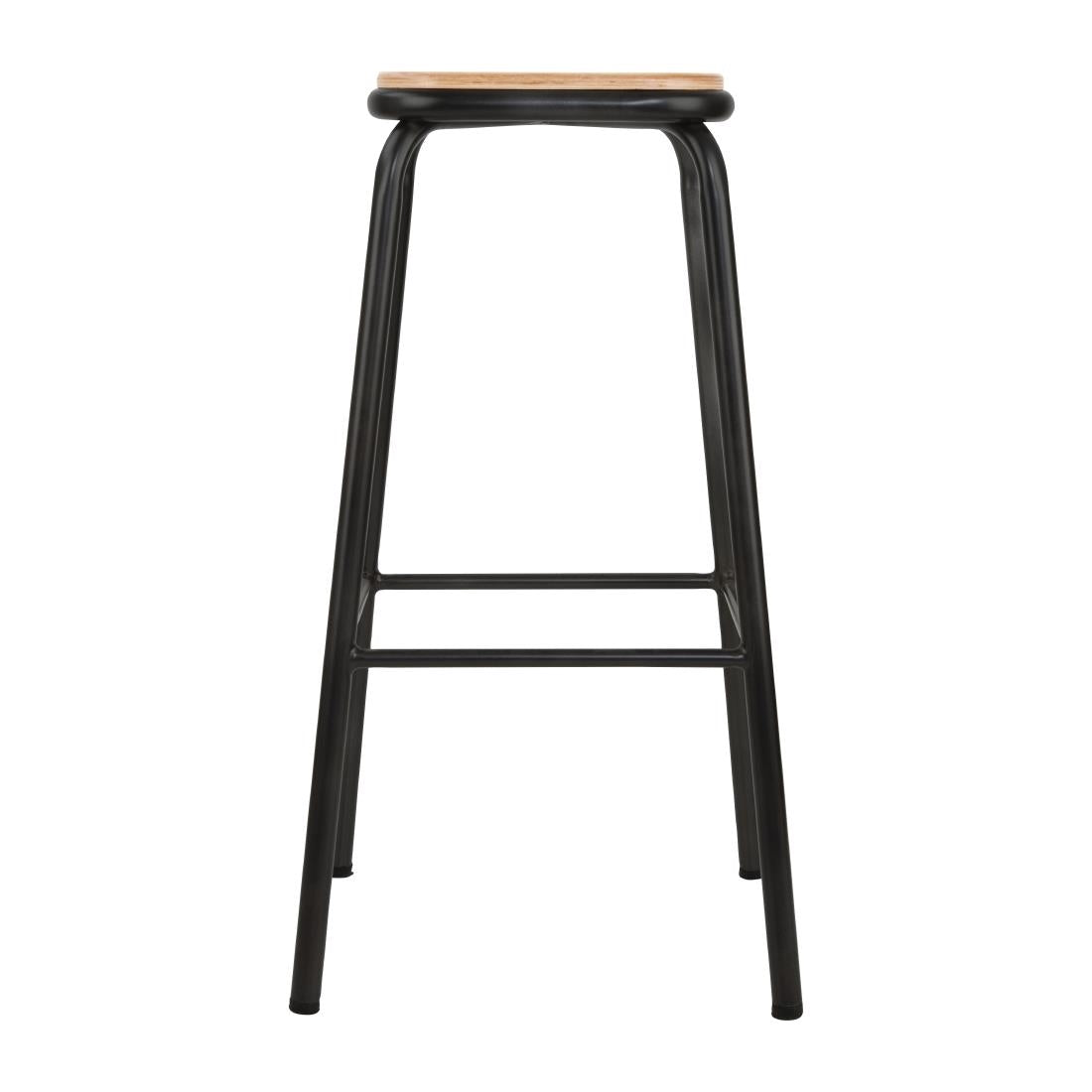 Bolero Cantina High Stools with Wooden Seat Pad Black (4 Pack)