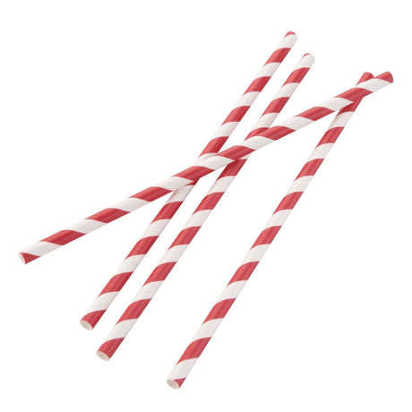Fiesta Compostable Paper Straws Red Stripes (250 Pack)