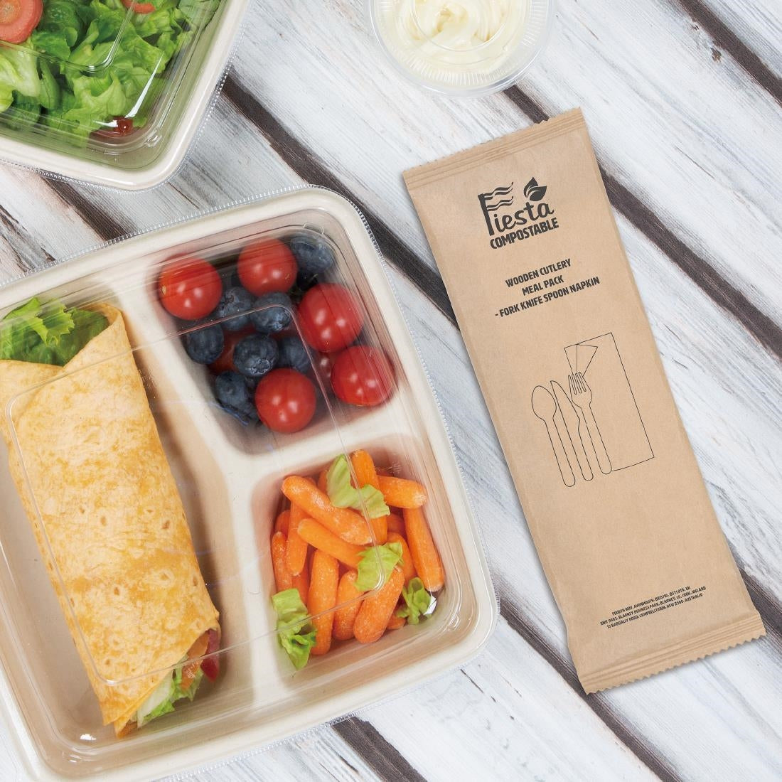 Fiesta Compostable Wooden Cutlery Meal Pack (250 Pack)