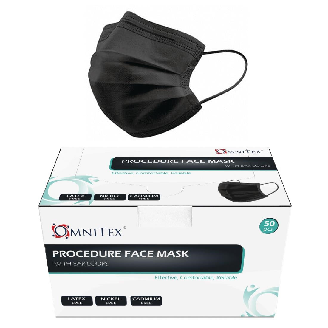 Black Type IIR Front of House Face Masks (50 Pack)