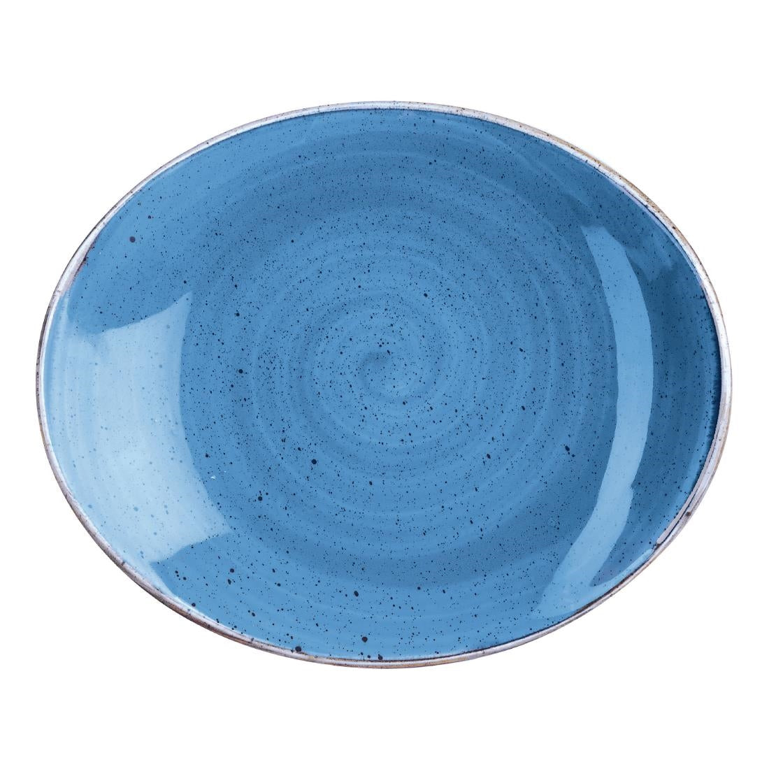Churchill Stonecast Oval Plates Cornflower Blue 197 x 160mm (12 Pack)