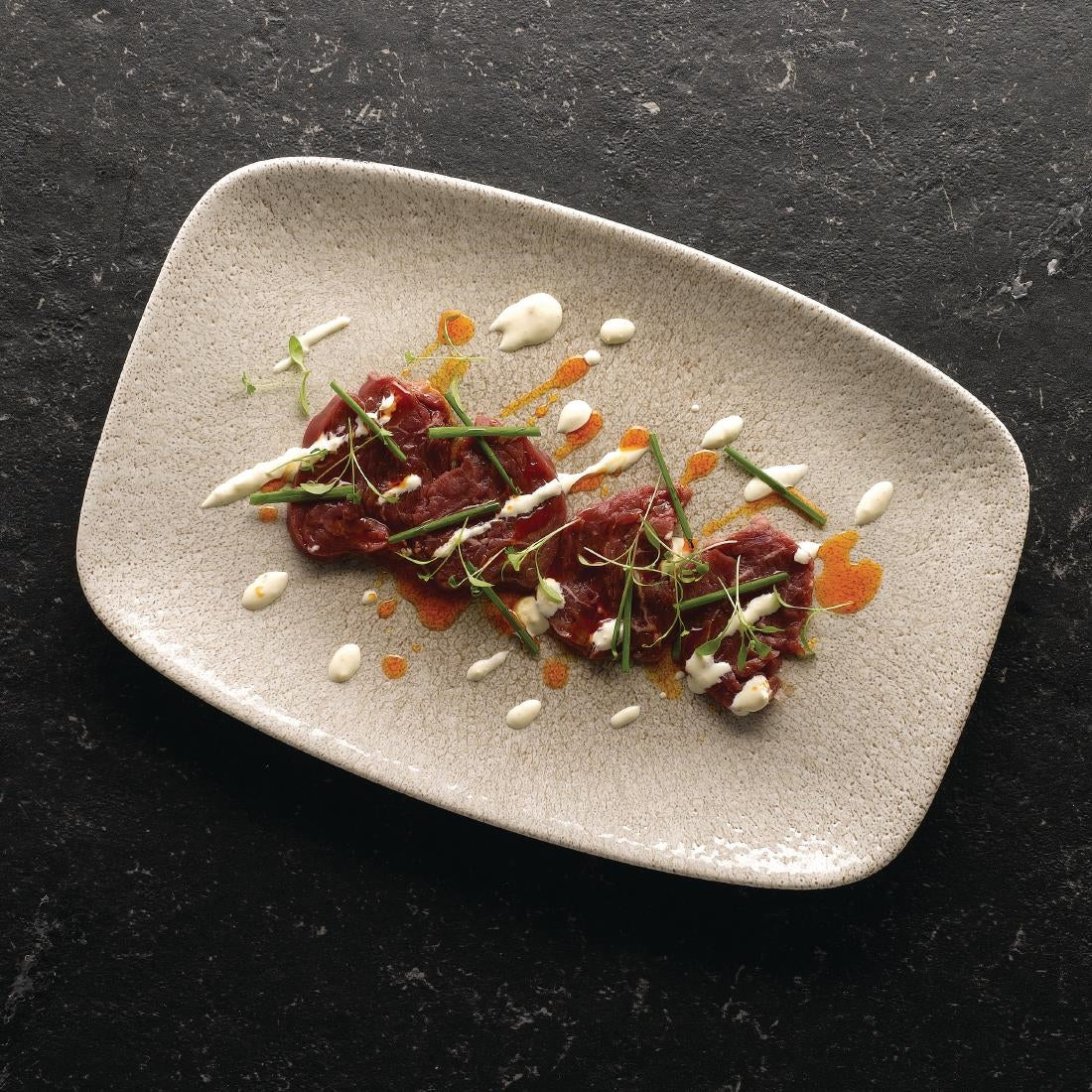 Churchill Raku Oblong Chef Plates Agate Grey 157 x 237mm (12 Pack)