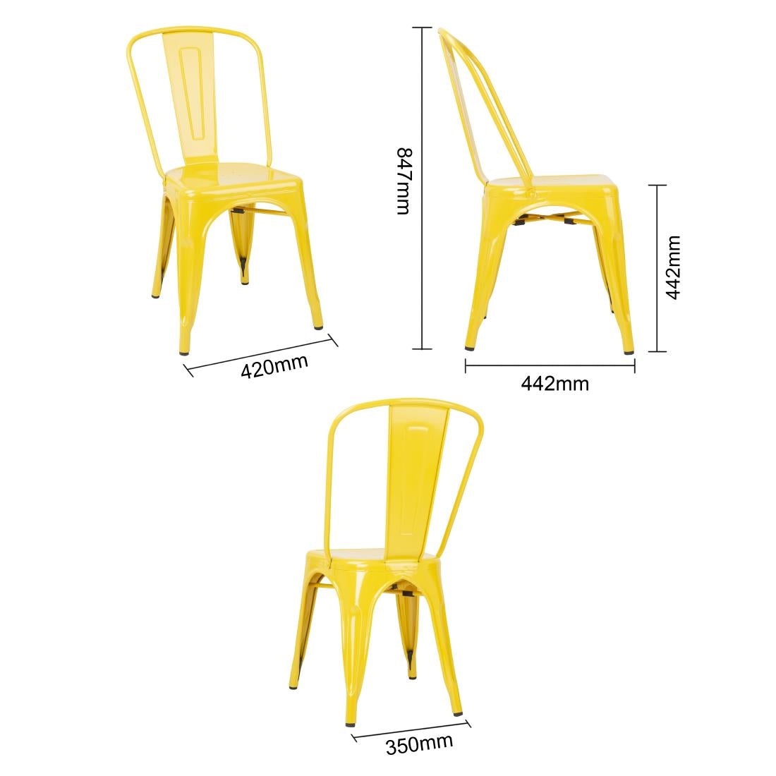 Bolero Bistro Steel Side Chairs Yellow (4 Pack)