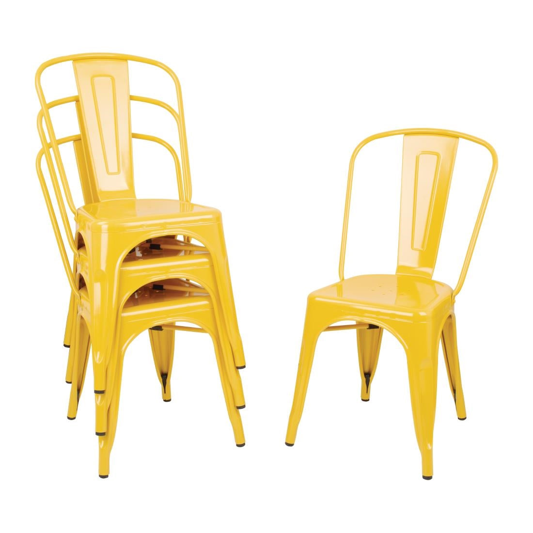 Bolero Bistro Steel Side Chairs Yellow (4 Pack)