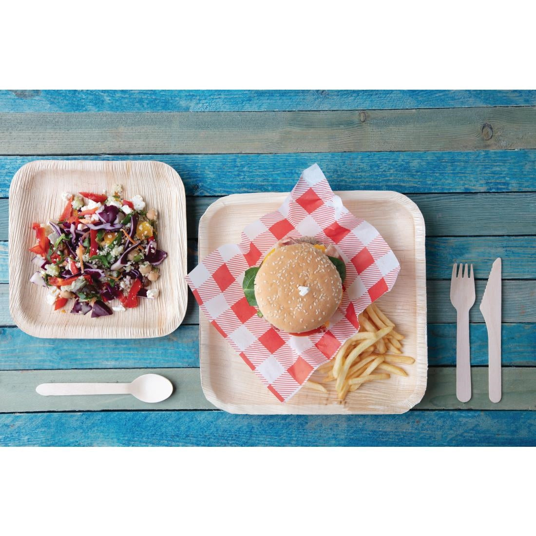 Fiesta Compostable Palm Leaf Plates Square 250mm (100 Pack)