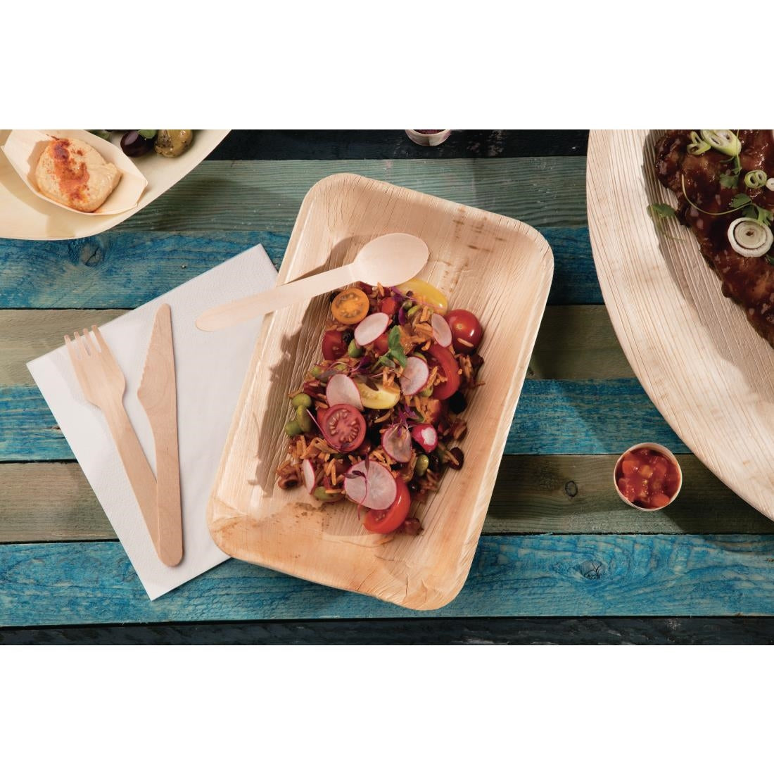 Fiesta Compostable Deep Palm Leaf Plates Rectangular 250mm (100 Pack)