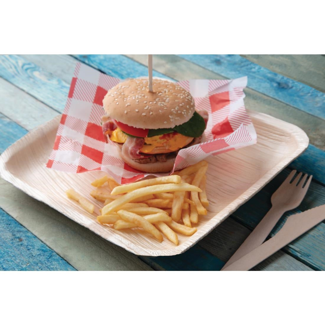 Fiesta Compostable Palm Leaf Plates Square 250mm (100 Pack)